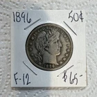 1896 Barber Half Dollar Silver 950,000 Mintage Circulated