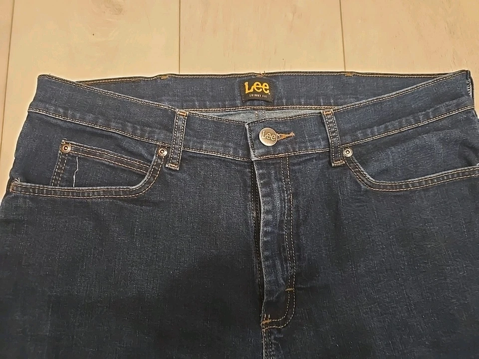 Lee Mens Dark Wash Skinny Jeans 36x 30 Blue Denim Pants - Image 2 of 4