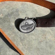 Brown genuine leather belt with silver buckle