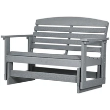 2 Person Outdoor Patio Glider Bench with HDPE Slatted Porch Double Rocking Chair