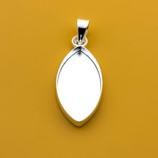 Solid 925 Sterling Silver 8x16mm Marquise Cabochon Bezel Pendant Setting