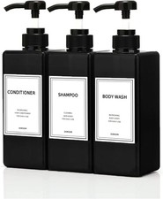 Modern Shampoo  Conditioner Dispenser 21 oz Pack of 3 Refillable Pump Bottle