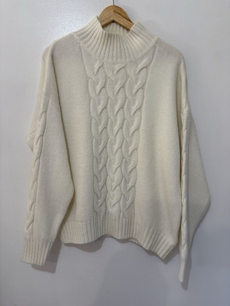 HQ Women’s Cable Knit Pullover Jumper Ivory Size M/L