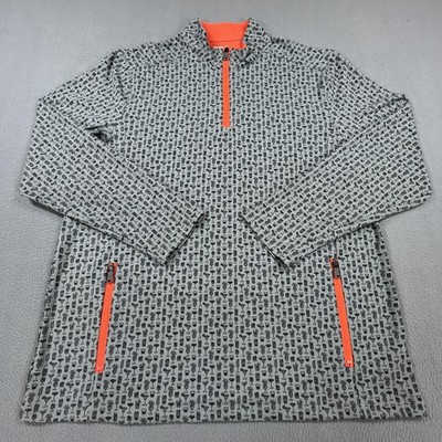 Birdie Bound Golf 1/4 Zip Shirt Mens Large Gray Cocktail Drink Print Pullover