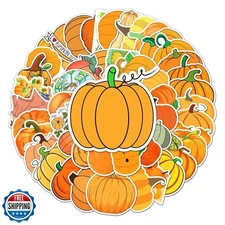 Pumpkin Vinyl Stickers for Girls Boys Teens Kids|50 Pcs|Yellow Cartoon Waterp