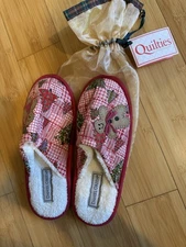 Daniel Green Quilties Comfy Slippers Matching Bag Gingerbread Christmas 7-8 S