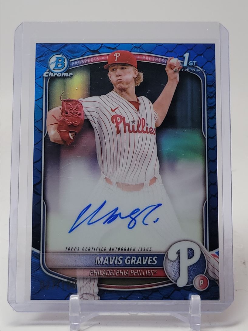 MAVIS GRAVES 2025 BOWMAN CHROME 1ST BLUE REPTILIAN REFRACTOR AUTO /150 Q5451