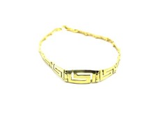 Bracciale a maglie con chiave greca in argento placcato oro 18 carati, simbol...
