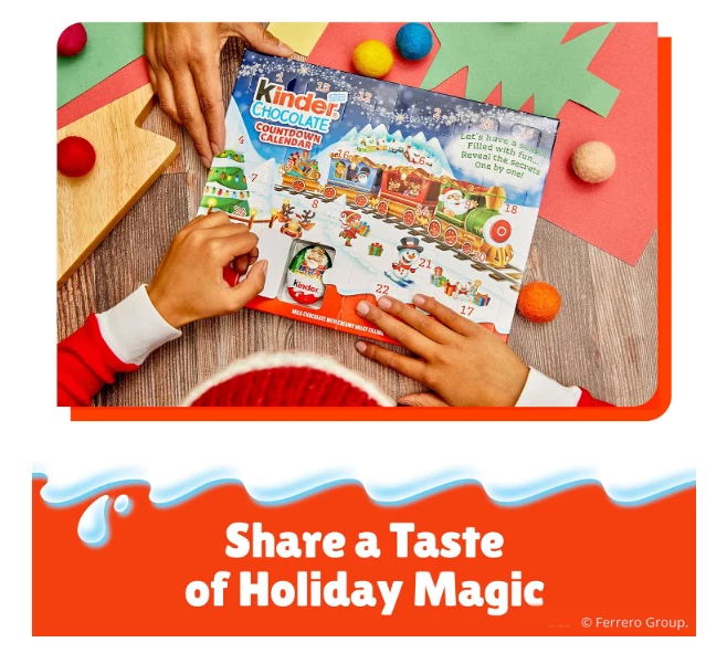 Calendario de Adviento Kinder Chocolate 2025, Paquete de 2 - Caramelos de cuenta regresiva navideña de 24 piezas Foto 3 de 4