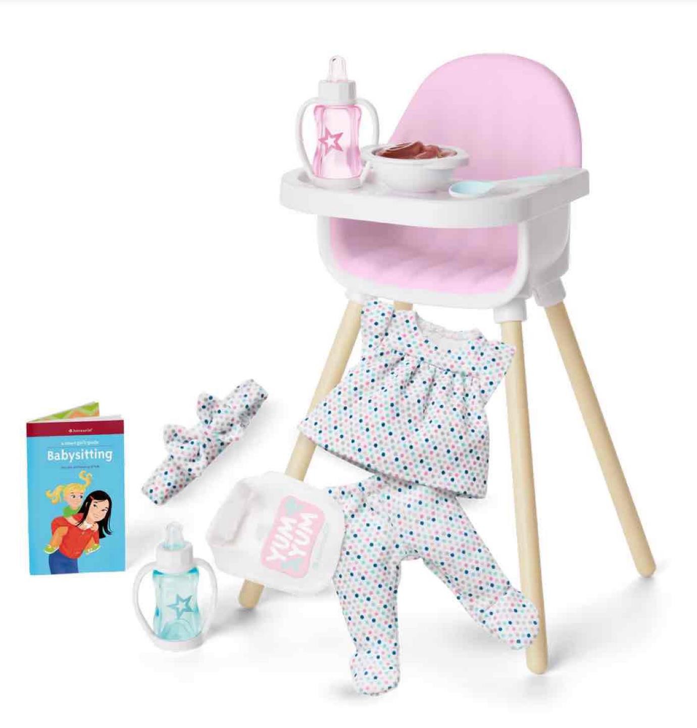 New American Girl LITTLE BITTY BABY HIGH CHAIR LAYETTE SET~B