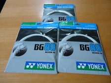 Three 3 Sets of New Yonex BG80 Badminton Strings white color