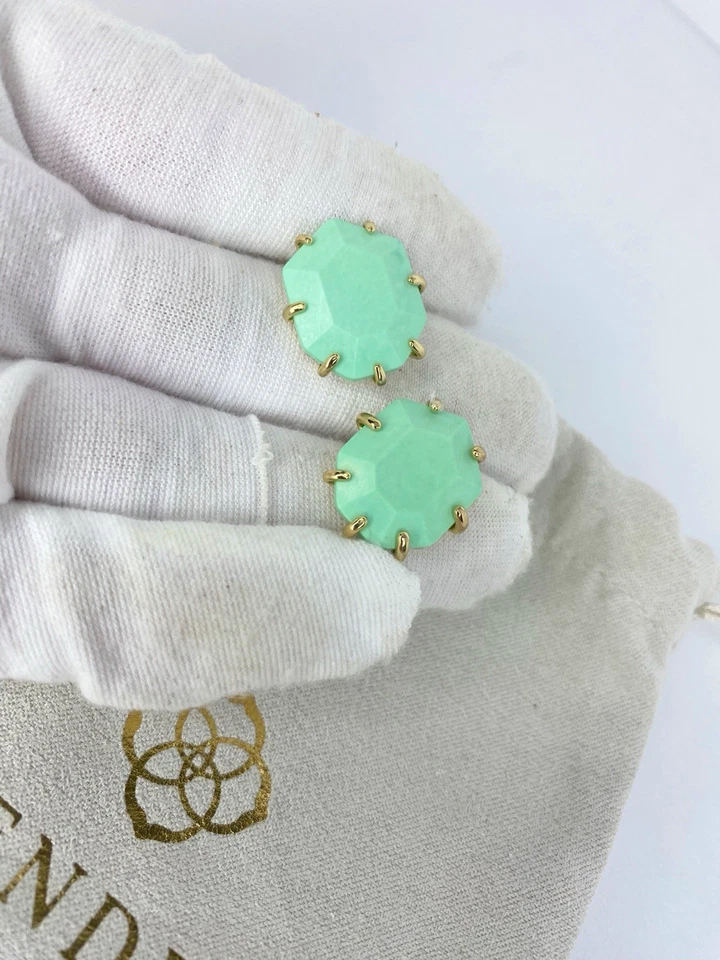 Aretes Kendra Scott Morgan Magnesita Verde Menta con Marcos Dorados Retirados Foto 2 de 4