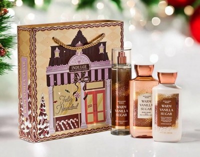 Bath & Body Works Warm Vanilla Sugar Gift Set Include Mist Cream & Gel.