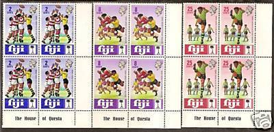 FIJI 1973 RUGBY UNION 60th ANNIVERSARY Set 3 BLOCKS MNH - Picture 1 of 1