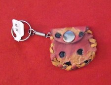 Adorable Leather Change Purse with Snap Keychain