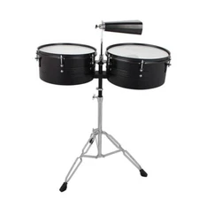 13" 14" Timbales Drum Set Percussion with Stand Cowbell