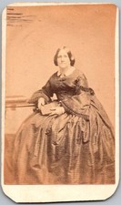 ANTIQUE CIRCA 1860S CDV ALLEN & HORTON LADY IN DRESS BOSTON MASS.