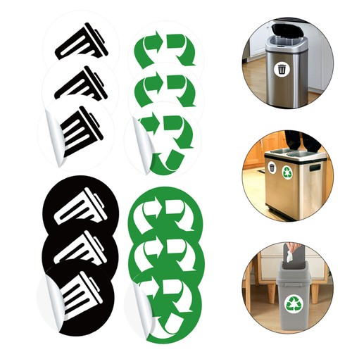 12 Pcs Garbage Sorting Stickers Recycling Storage Bin Decal Trash