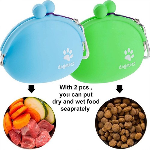 Pet Silicone Training Treat Bag Pouch w/ Clip Waist Pack Carries Toy Feed Dog