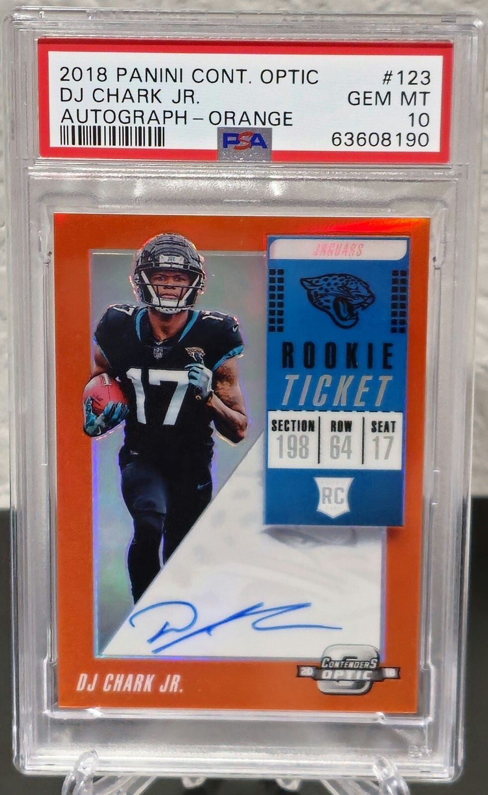 DJ Chark Panini Contenders Optic #123 Autograph-Orange