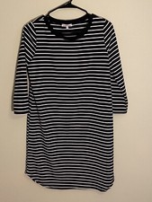 Size M Charlotte Russe Black & White Stripe Dress 3/4 Sleeve Above Knee