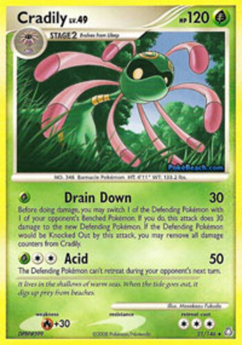 Cradily - 21/146 - Rare x1 - Lightly Played - DP Legends Awakened