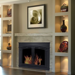 Pleasant Hearth Glass Fireplace Door Black Fieldcrest Large Fc