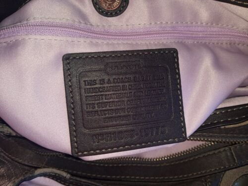 Bolso Hobo COACH *Raro* Maggie Mia con Incrustaciones C #15770 Gris Marrón Plata Cuero - Imagen 19 de 19