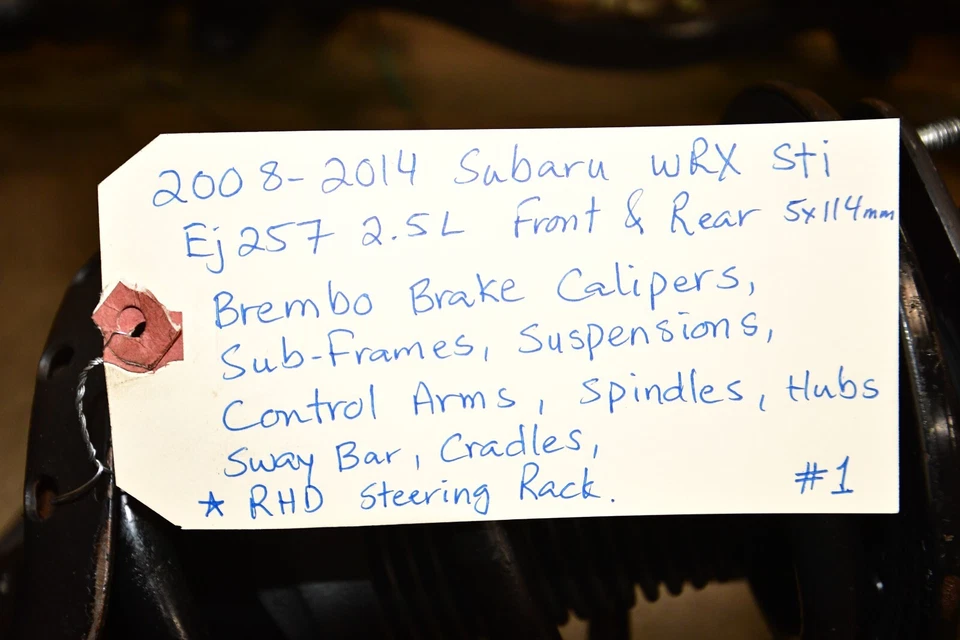 Submarcos de freno Brembo JDM 2008-2014 Subaru WRX STi EJ257 2,5 L Turbo negro 5x114 Foto 3 de 4