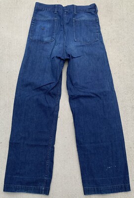 vintage US Navy jeans button fly selvedge denim sailor work chore