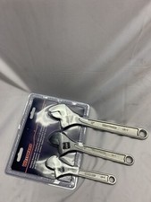 Westward 1Nyb8 3-Piece Chrome Adjustable Wrench Set 6 In, 8 In, 10 In 