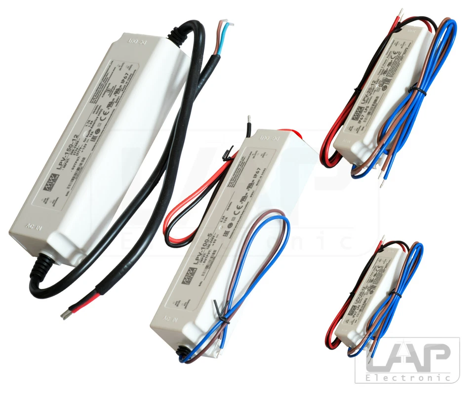 LPV MeanWell Netzteil Stromversorgung Trafo LED DIN 5V 12V 24V 36V 48V IP67 - Bild 1 von 1