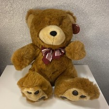 Vintage Dan Dee Collectors Choice Teddy Bear 12" Plush Stuffed Animal Red Bow