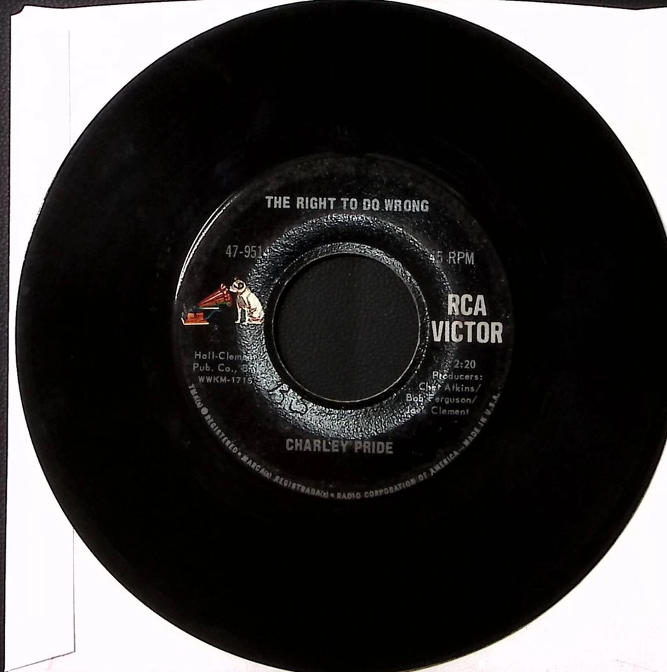 CHARLEY PRIDE THE RIGHT TO DO WRONG/THE EASY PART'S OVER RCA VINYL 45 49-32 Foto 3 de 3