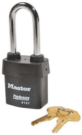 MASTER LOCK 6121KALJ10G010 Keyed Padlock, 7/8 in,Rectangle,Black 49CD69 - Picture 2 of 2