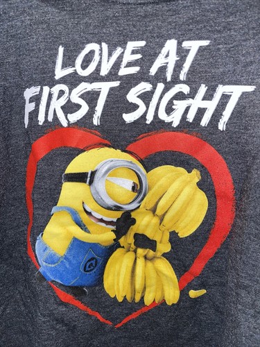 Minions Long Sleeve Valentine’s Day Shirt Gray Love At First Sight Size 18m - Picture 2 of 6