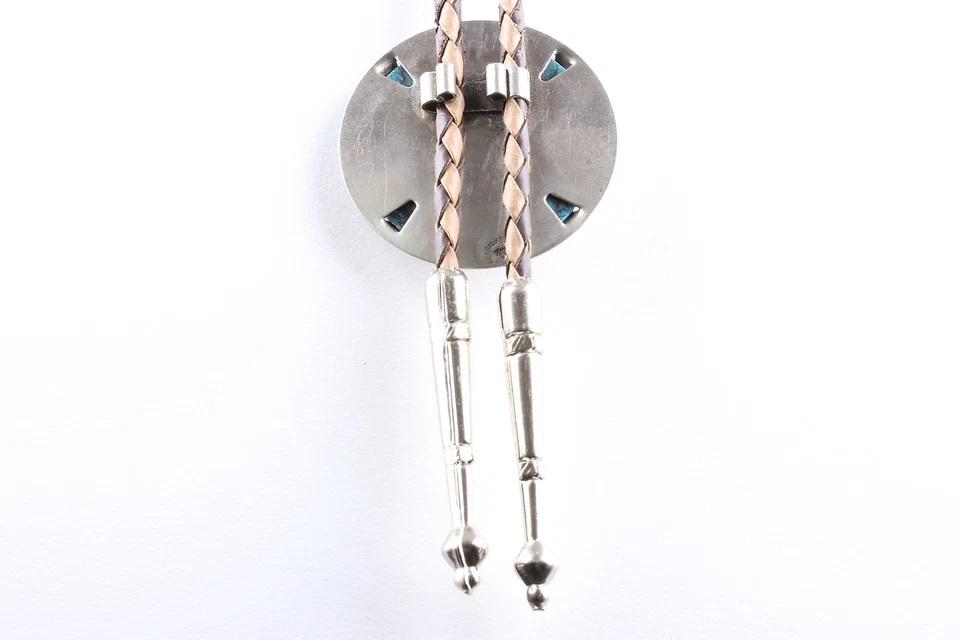 BOLO MARRÓN CON CAMPANA NÍQUEL PLATA THUNDERBIRD SOBRE PIEDRA TURQUESA MODA 1848 Foto 3 de 4