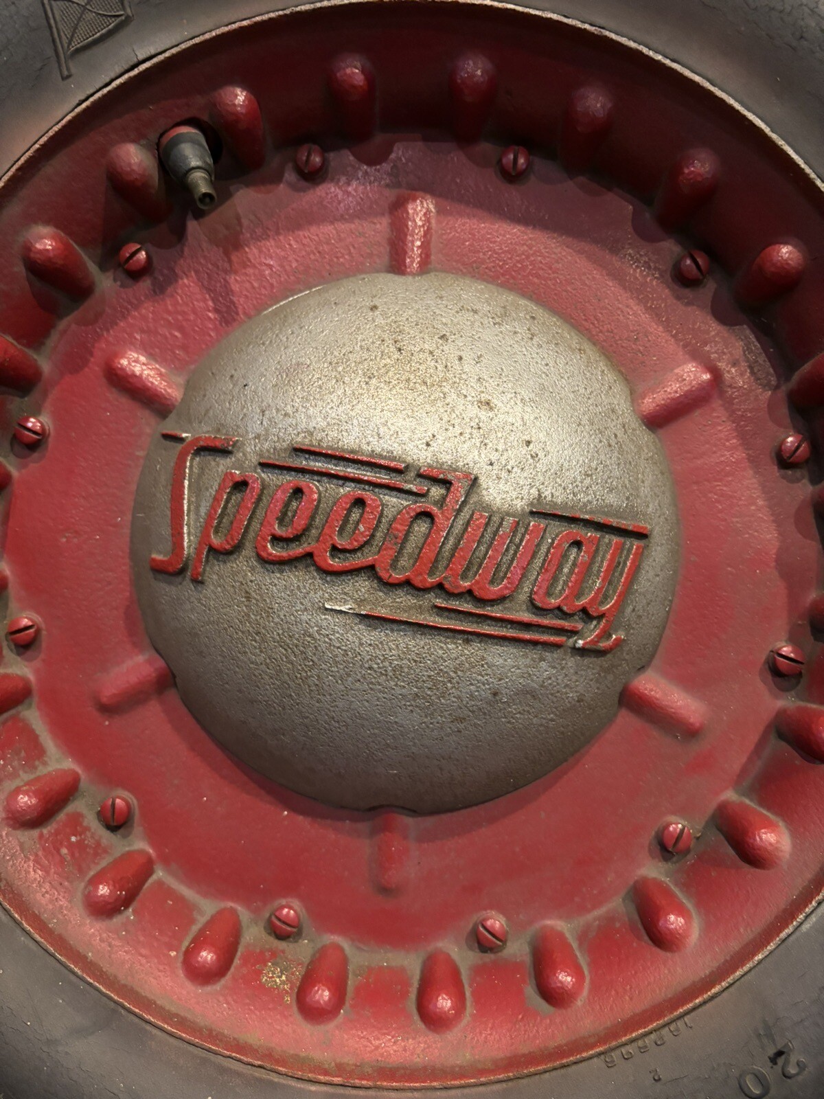 2 Rare Antique Vintage Speedway Car Wheel Cast Iron Hubcap Goodyear