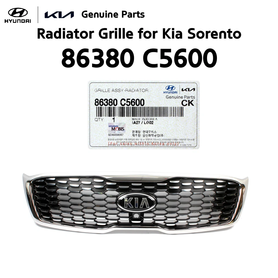 Rejilla de radiador genuina 86380 C5600 con conjunto de orificios de cámara para Kia Sorento 19-20 Foto 4 de 4