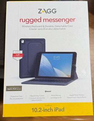 ZAGG - Rugged Messenger Keyboard Folio Case for Apple iPad 10.2'' 9TH 8TH 7TH Gen