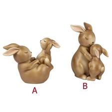 Hasenpaar Creme-Braun handbemalt Osterhase Dekofigur formano 737984 Osterdeko