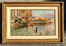 Ada Pratella ( Napoli  1901 - 1929 )  Golfo di Napoli,  olio su tavola cm 