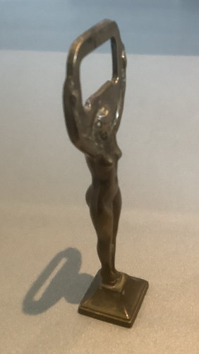 Vintage Brass Bottle Opener Beer Naked Lady Nude Saucy Risque Art Deco Style - Picture 2 of 8