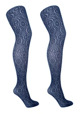 Circle Patterned Lacy Tights Grey M/L
