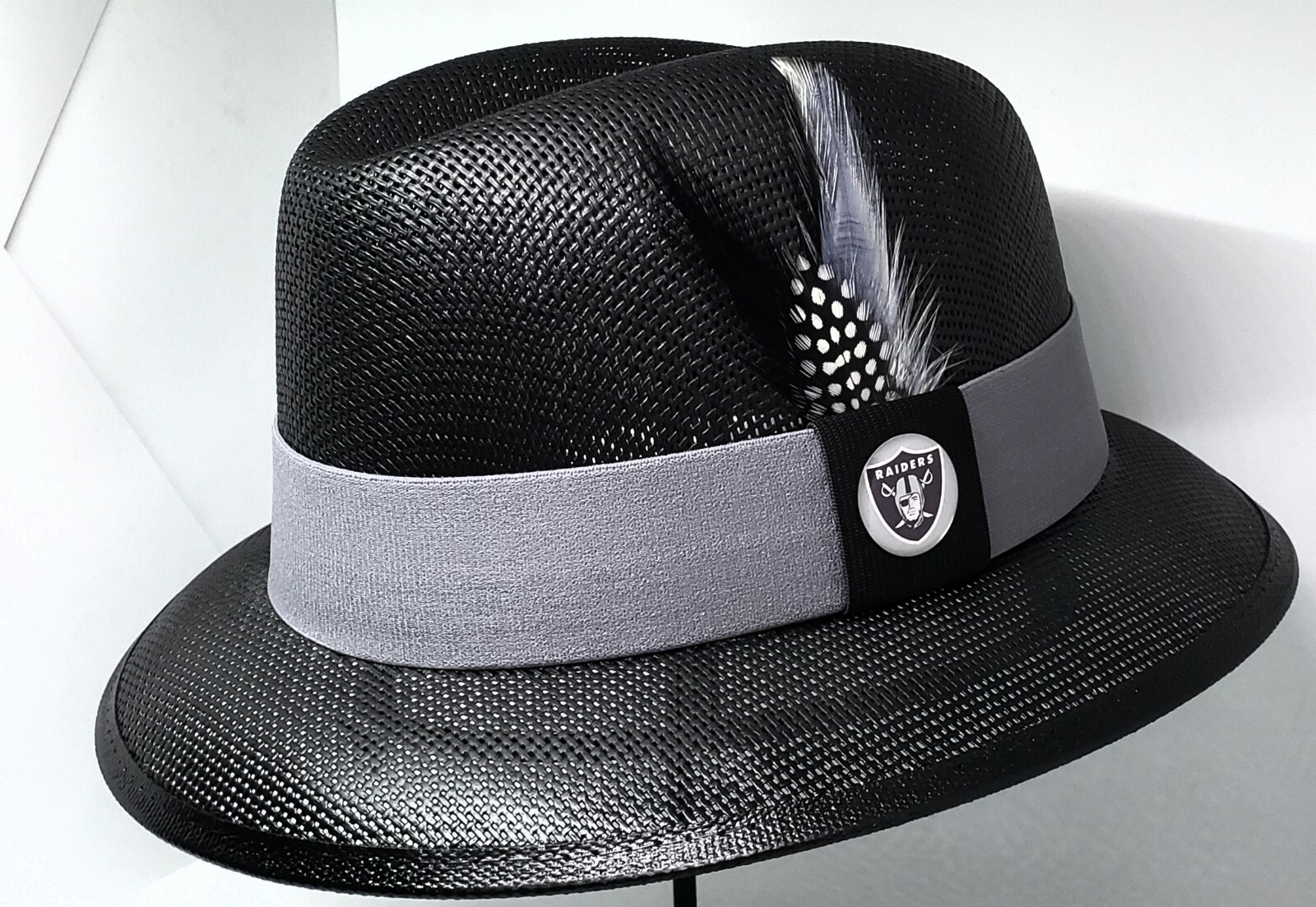 Mens Black Raiders center crease Lowrider hat fedora Derby eBay