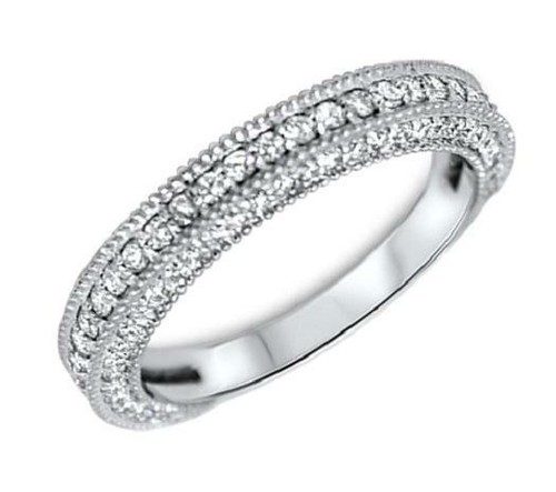 Anniversary Ring I1 G 1.00 Ct Round Cut Natural Diamond 14K White Gold 3.50 mm - Picture 3 of 6