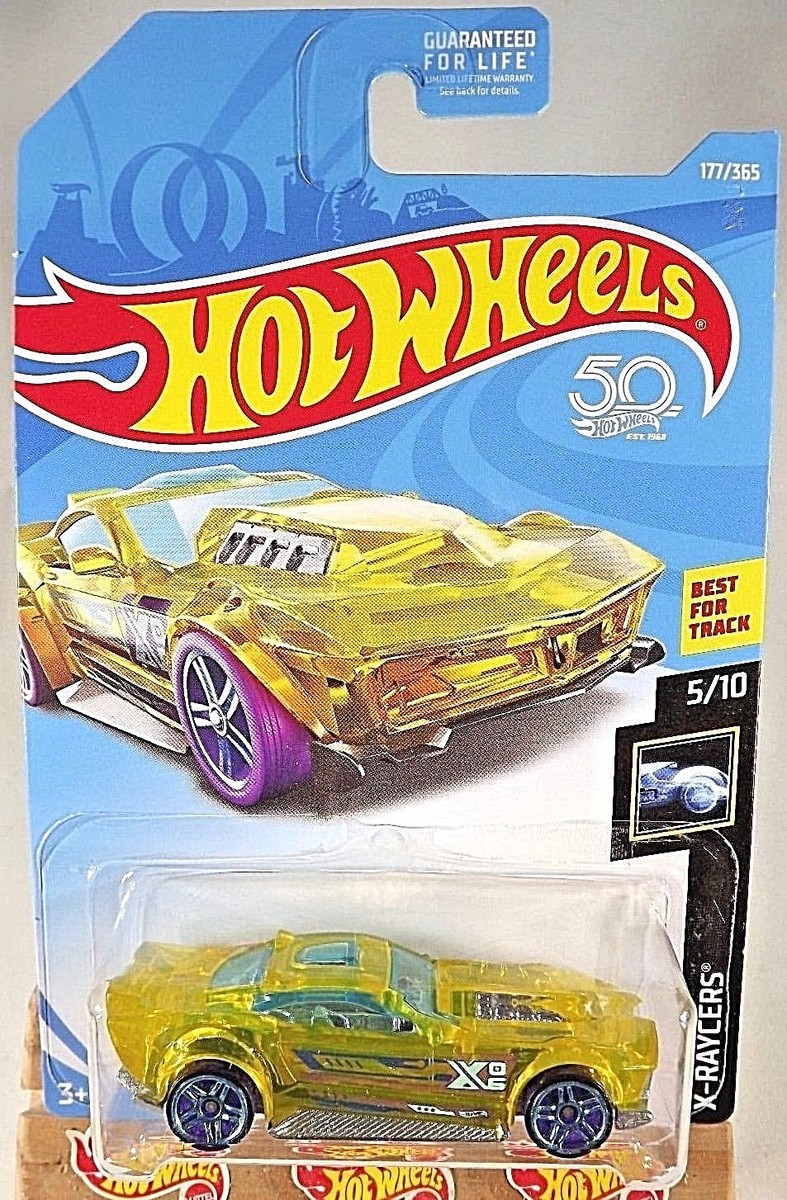 2018 Hot Wheels #177 X-Raycers 5/10 DRIFT ROD Transparent Yellow w