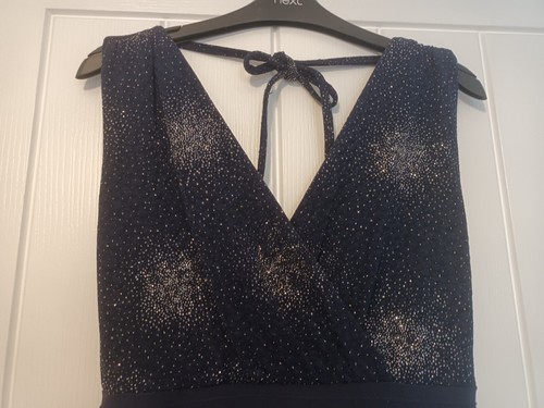 Lipsy Dress size 10 Navy Sleeveless Knee Length Neck Stretch Bodycon - Picture 4 of 5