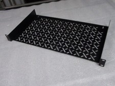 Universal 19" Vented Rack Shelf, black single space 1U with 10" depth