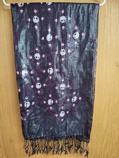 Disney Nightmare Before Christmas Jack Skellington Sheer Scarf With Fringe